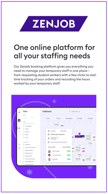 Platform ad: Purple and white graphic.