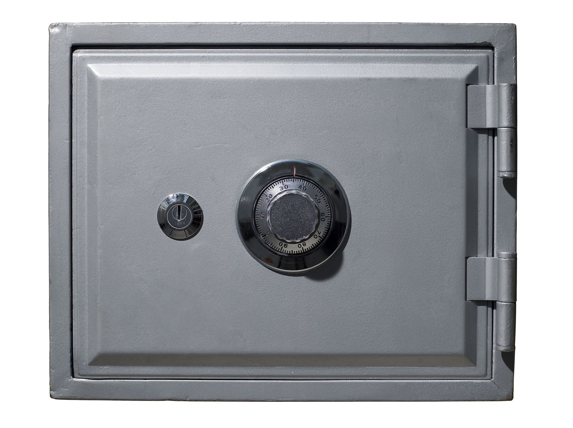 Grey combination safe, highlighting reliable and convenient safe moving services. Grey combination safe, highlighting reliable and convenient safe moving services.