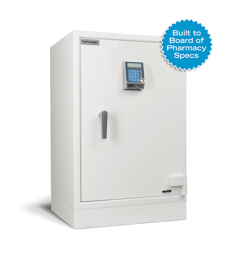 A white safe that is built to board of pharmacy specs