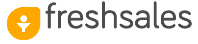 Freshsales logo: Yellow shape with white person/filter icon, gray text.