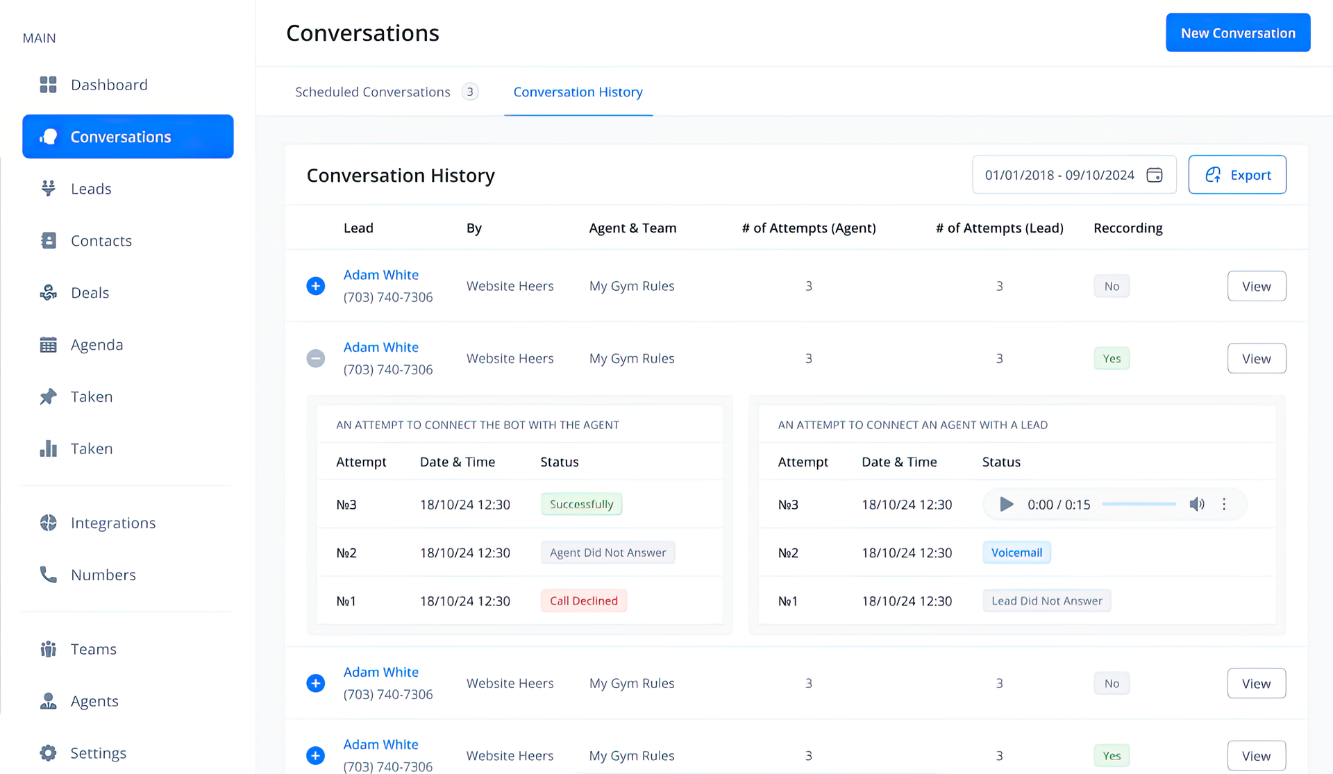 Screenshot of a digital dashboard with data visualizations and a table of transaction history.