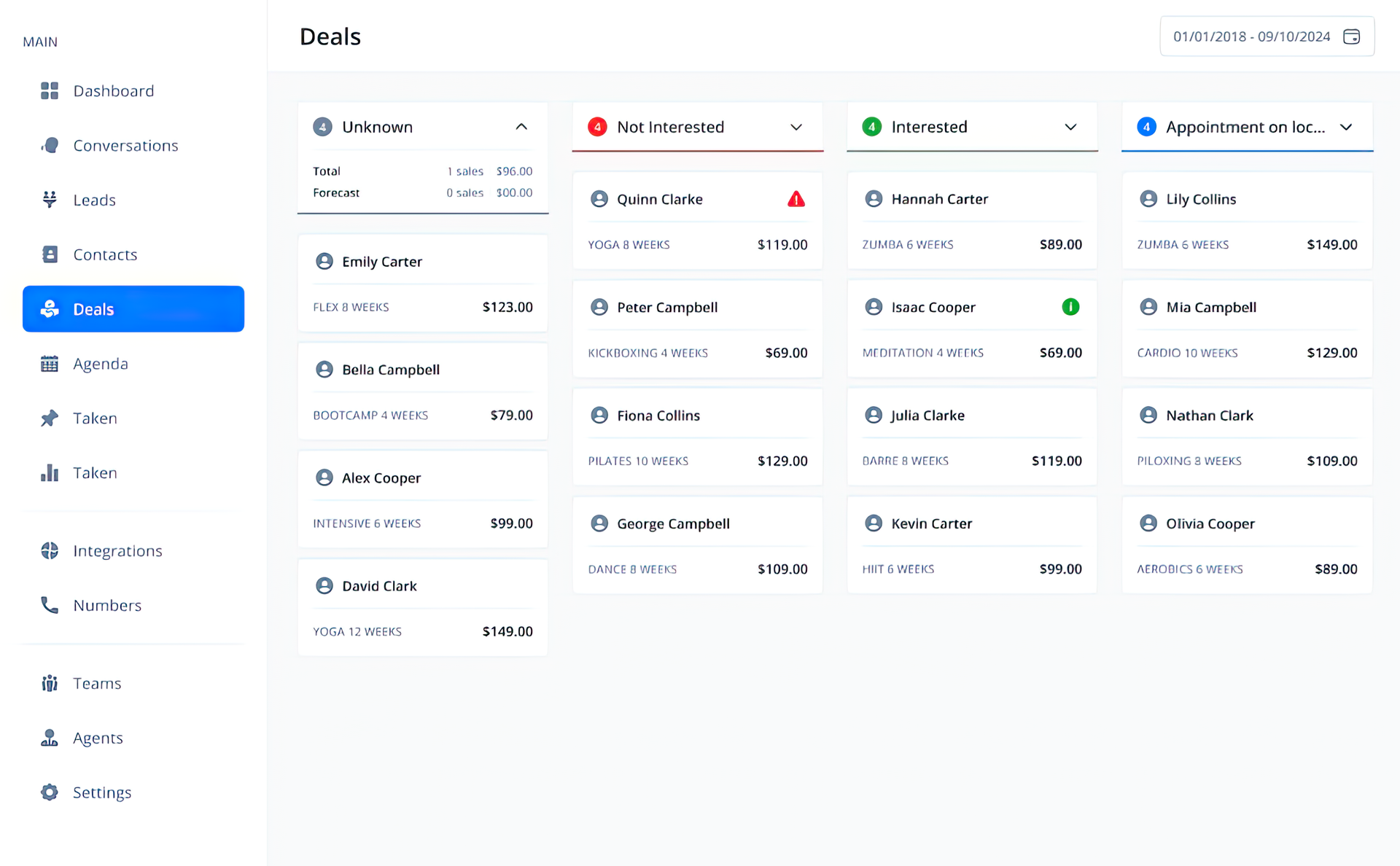 Dashboard interface displaying data metrics in a tabular format, with various statuses indicated by color-coded icons.