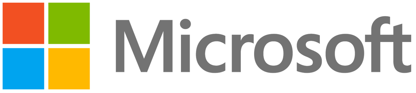 Microsoft logo with a colorful square made of four squares.