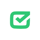 A green icon featuring a square outline combined with a stylized checkmark.