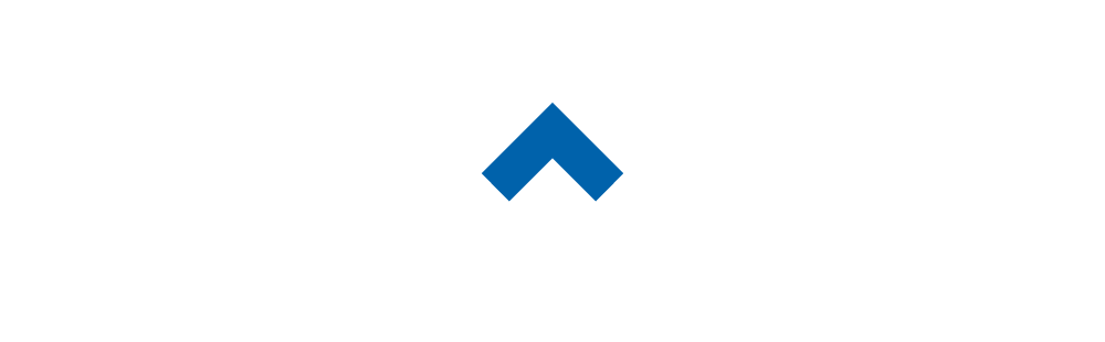 Blue stylized upward-pointing chevron on a white background.