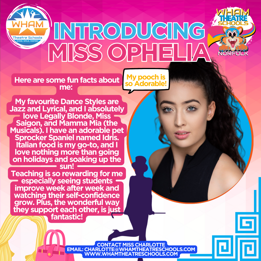 A poster that says introducing miss ophelia on it