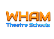 The logo for wham theatre schools is orange and blue