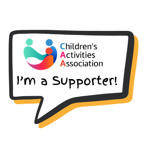 The children 's activities association logo is in a speech bubble.