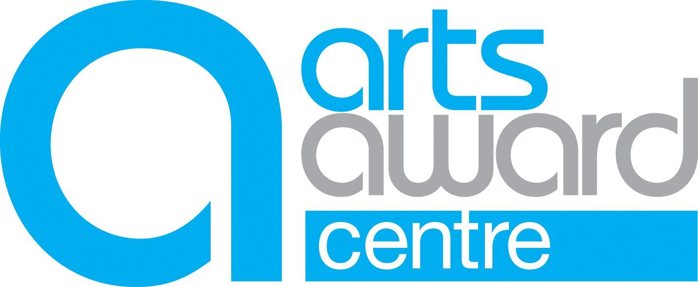 A blue and white logo for the arts award centre