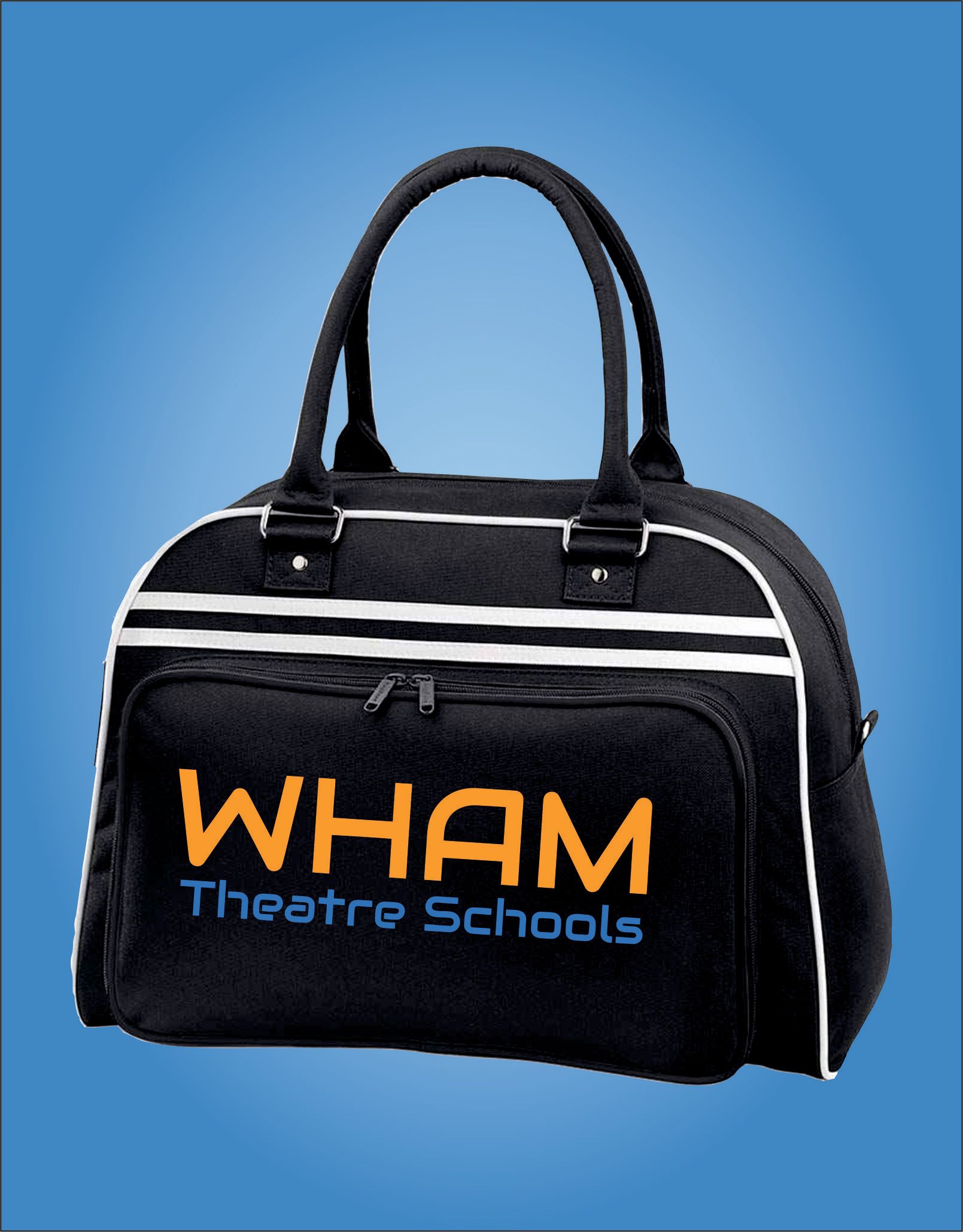 A black bag that says wham theatre schools on it