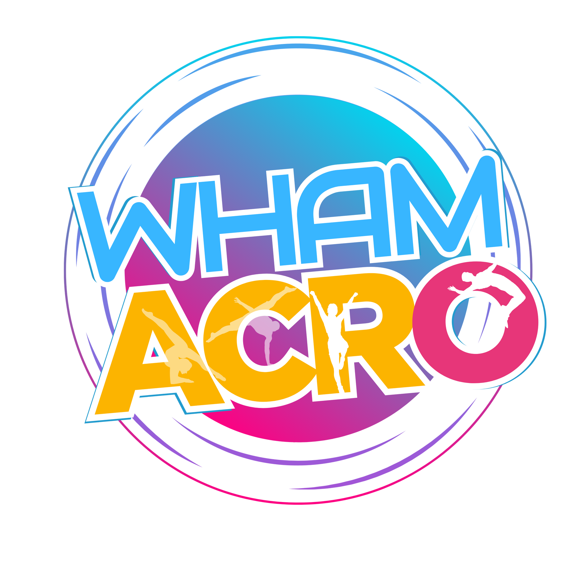 A colorful logo that says wham acro