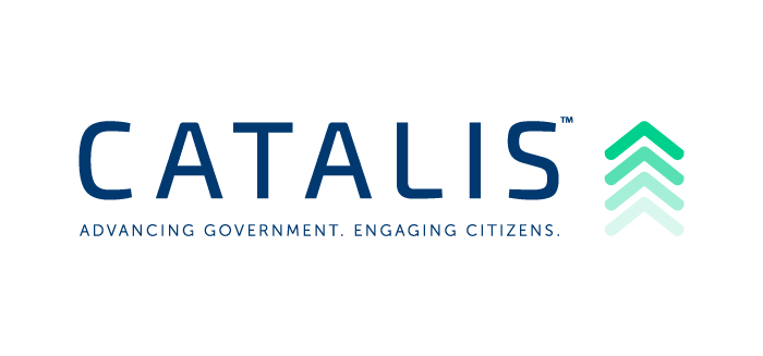 Catalis logo: Blue text and upward-pointing arrow graphic. 