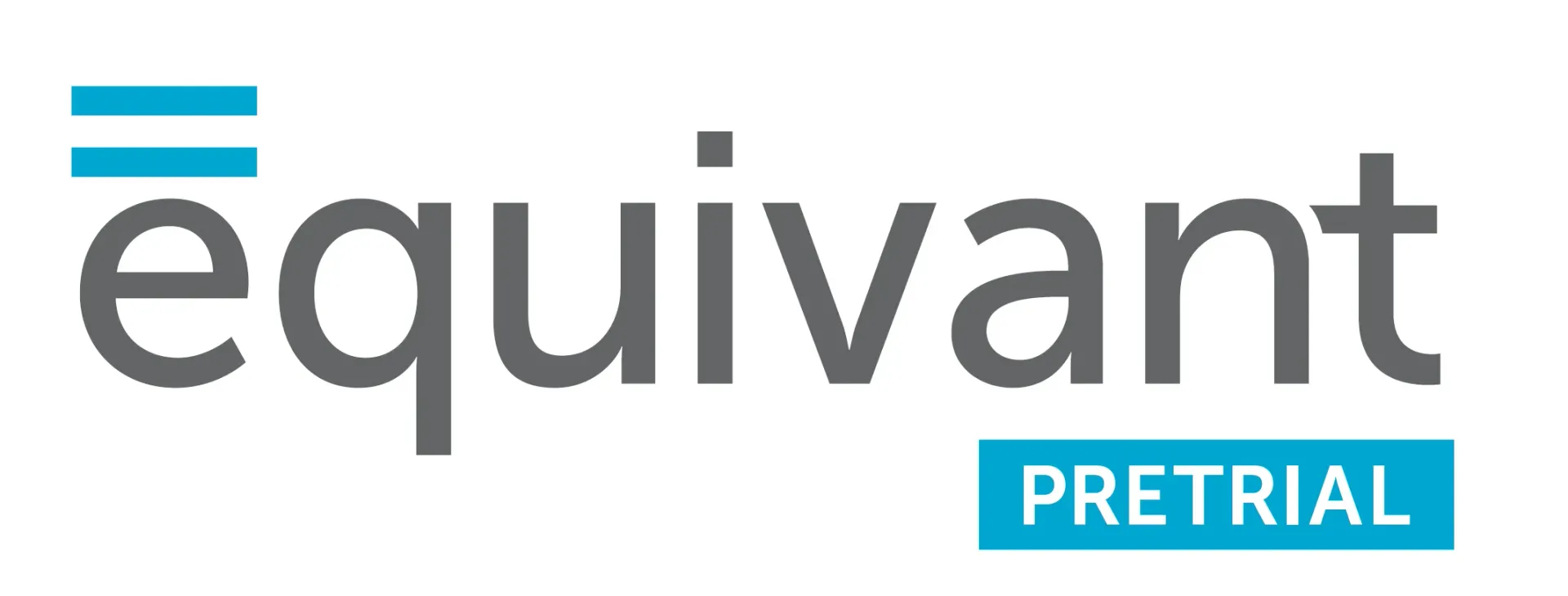 Logo for Equivant Pretrial, with turquoise bars over the 