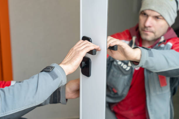 man holding the door knob