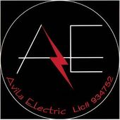 A logo for Avila Electric featuring the letters AE with a red lightning bolt on a black circular background.