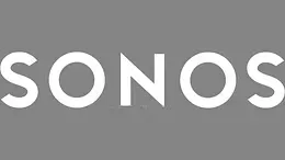 The white "SONOS" brand logo centered on a solid grey background.