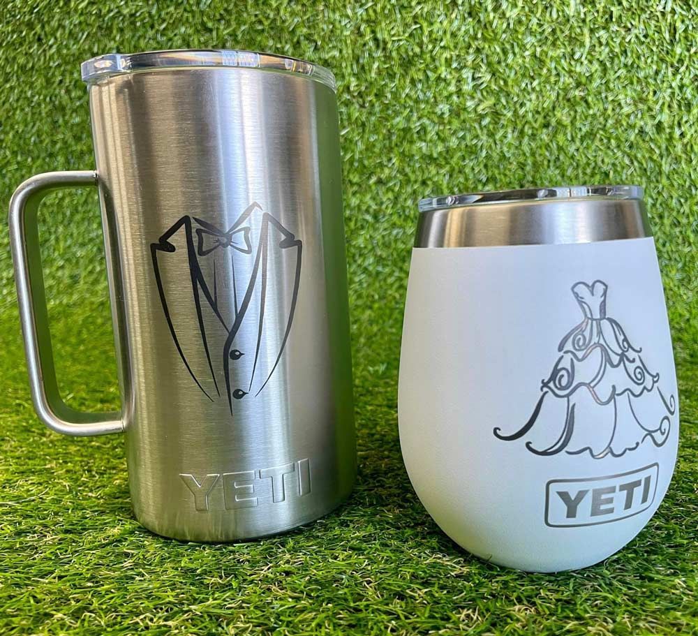 A Stainless Steel Mug and a White Wine — Signtek Gladstone in Gladstone Central, QLD