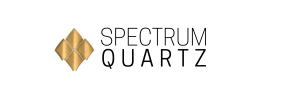 A logo for spectrum quartz with a diamond in the middle.