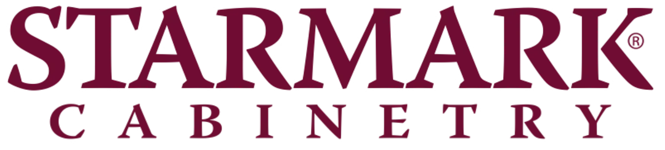 The logo for starmark cabinetry is red and white on a white background.