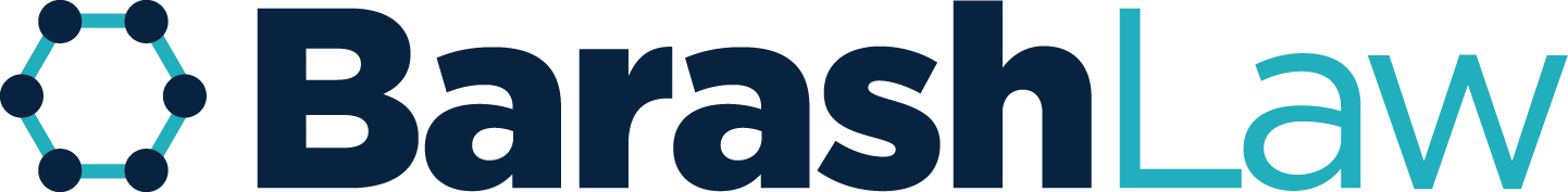 Logo of Barash Law, a law firm with a hexagon design.