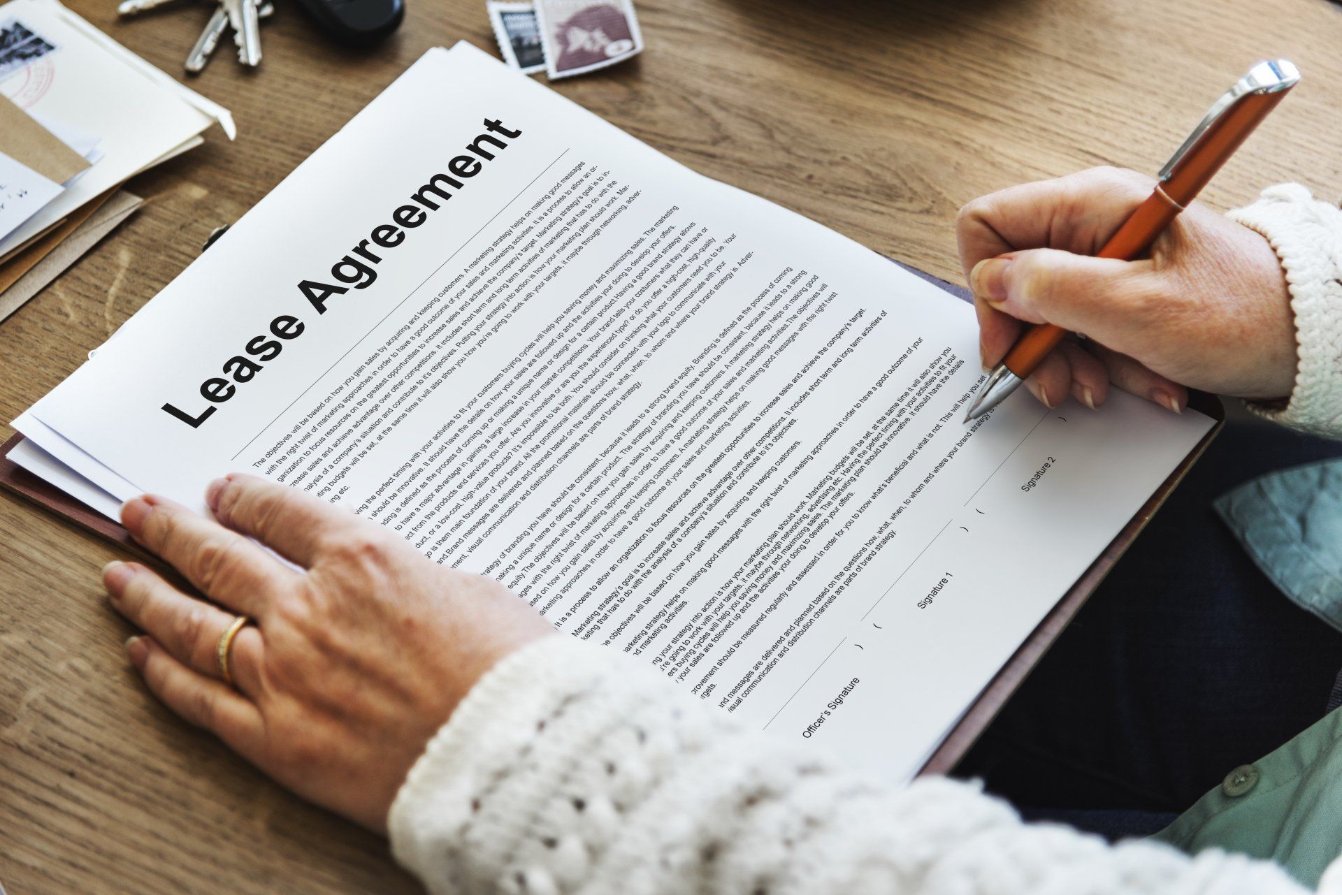 person signing lease agreement