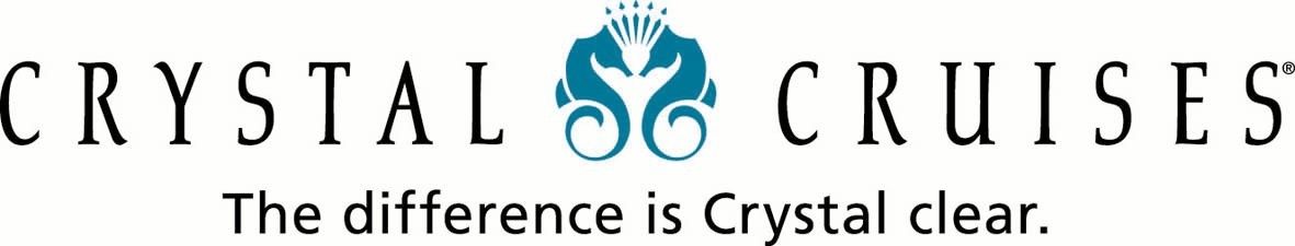 A logo for crystal cruises that says the difference is crystal clear