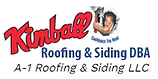 Logo for Kimball Roofing & Siding, featuring a red script "Kimball" over text "Roofing & Siding DBA A-1 Roofing & Siding LLC."