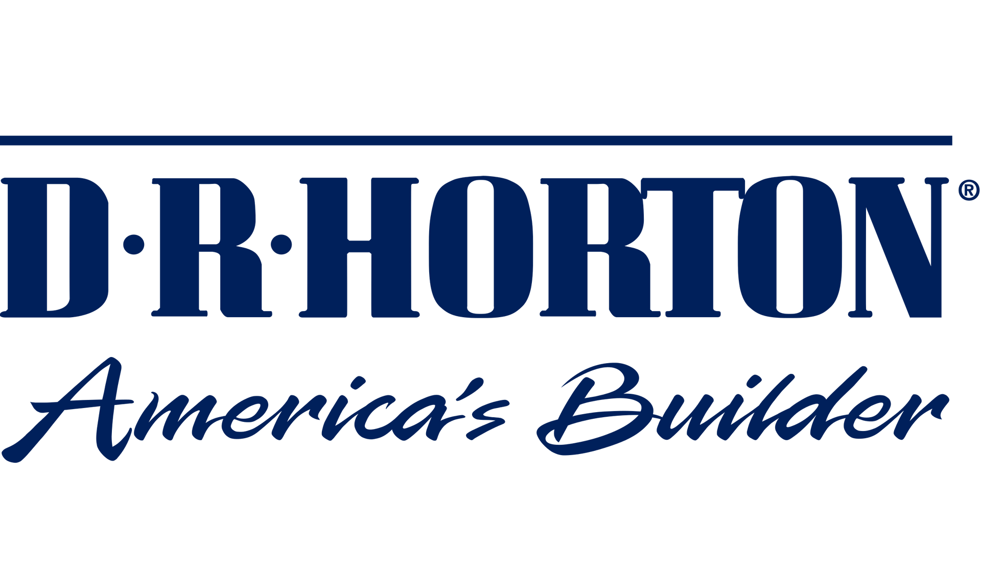 The logo for dr. horton america 's builder is blue and white.