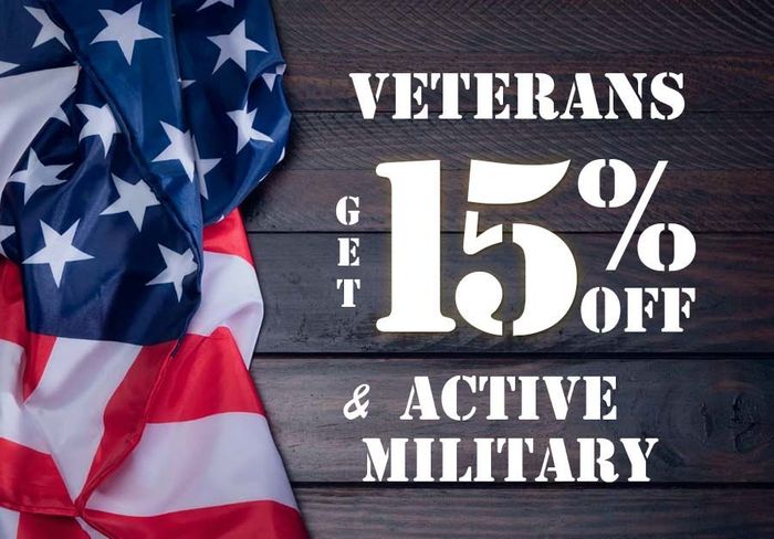 Military and first responders can save 50 % on any exterior door with valid id