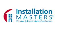 A logo for installation masters window and door installer certification.