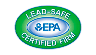 A lead safe certified firm logo on a white background.
