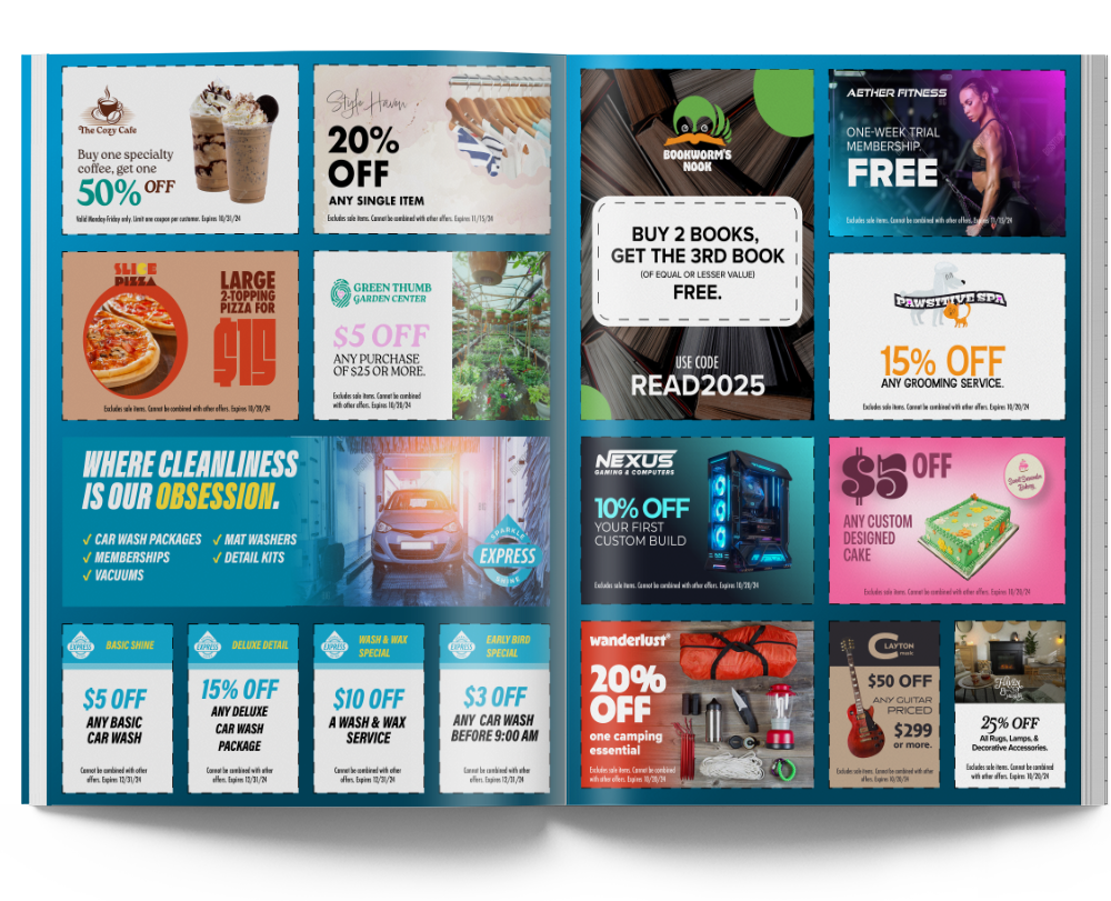 A book is open to a page that says where cleanliness is our obsession