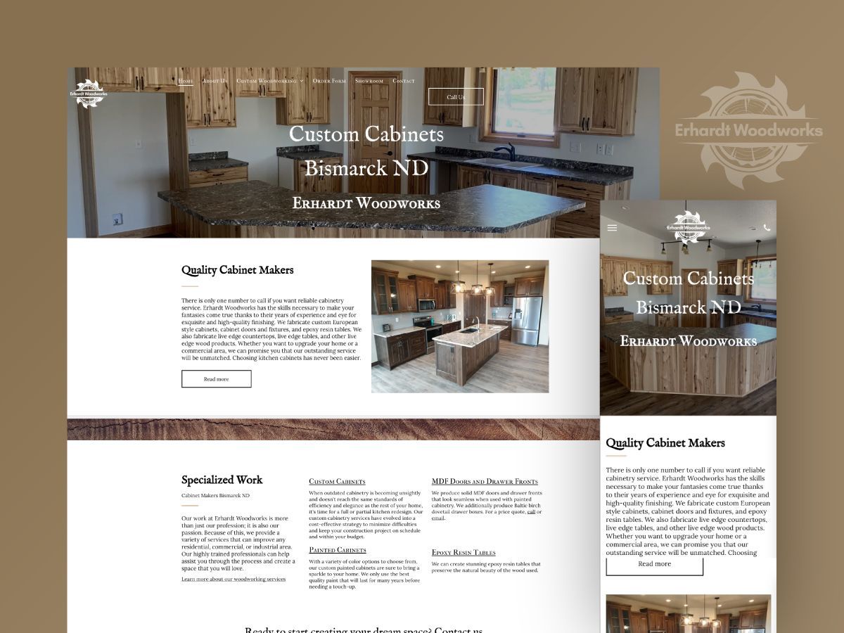 A screenshot of a website for a kitchen remodel company.