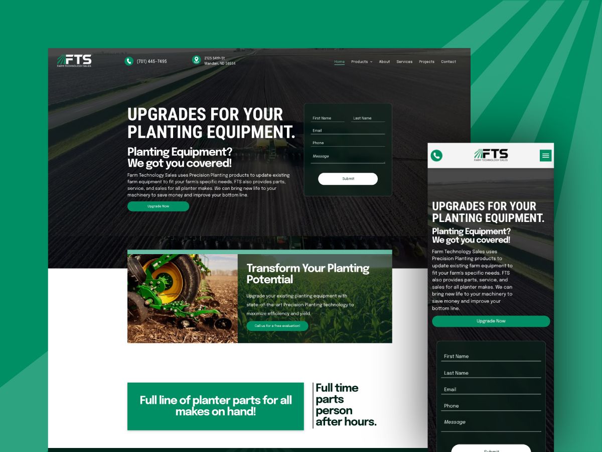 A website that says upgrades for your planting equipment