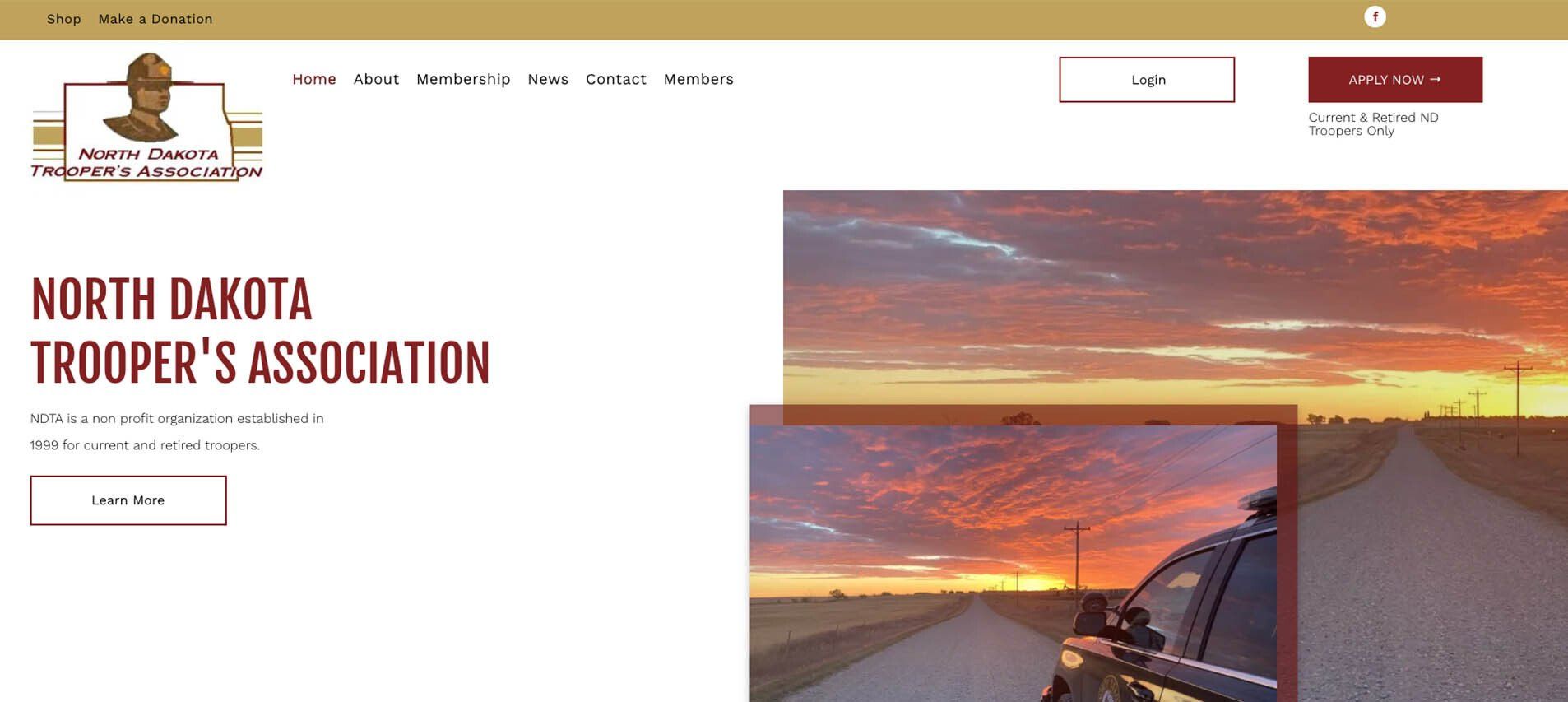 A screenshot of the north dakota trooper 's association website.