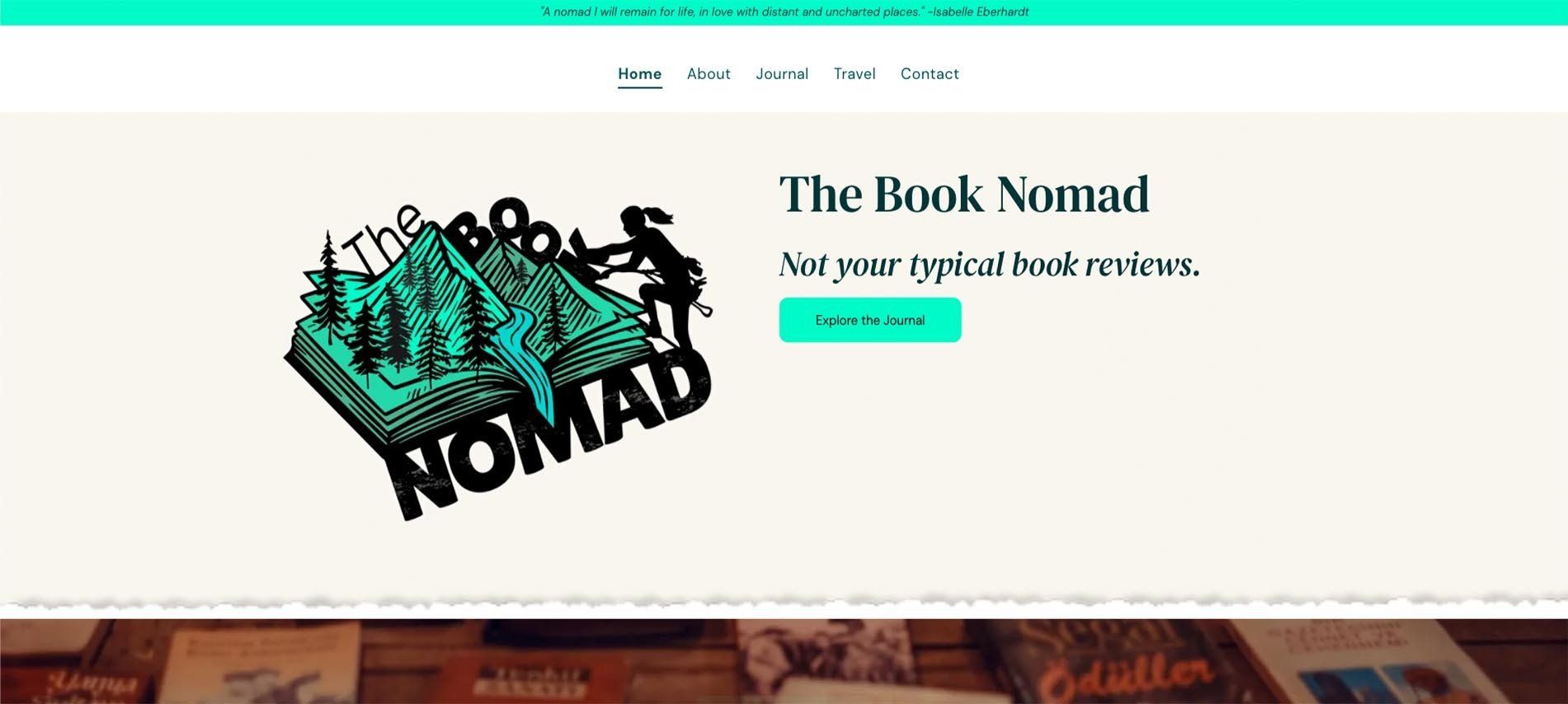 A screenshot of the website for the book nomad.