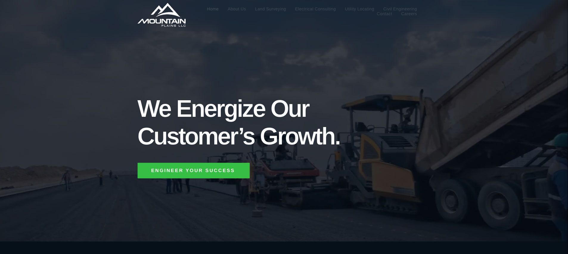 A website for a construction company says we energize our customer 's growth.
