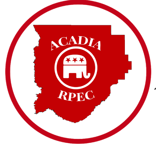 A red circle with a map of acadia and the words acadia rpec