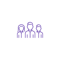 A group of people standing next to each other on a white background.