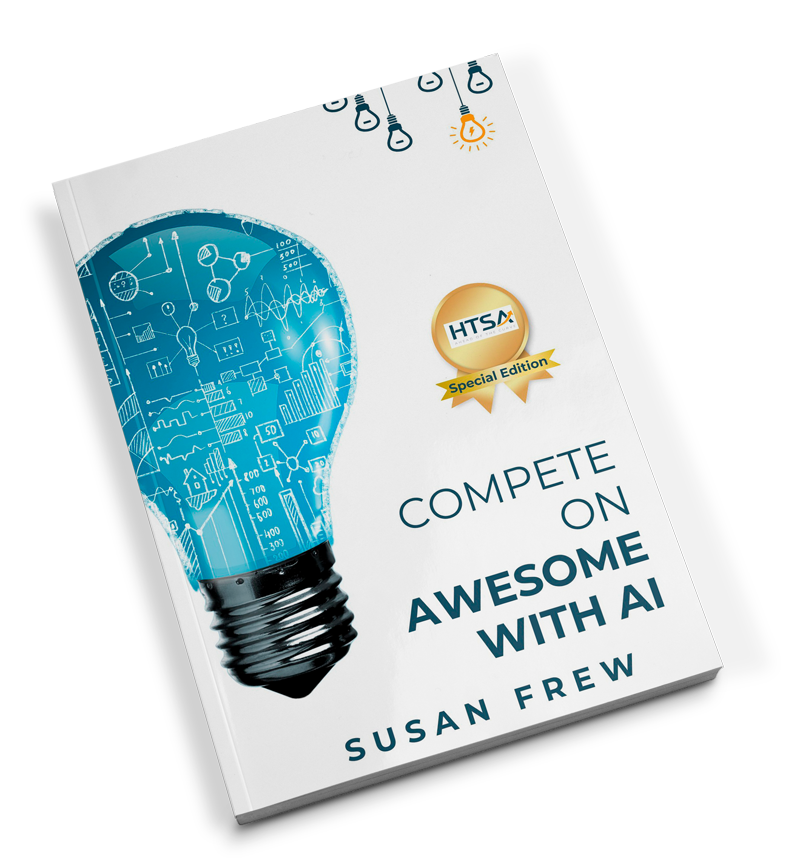 A book titled compete on awesome with ai by susan frew