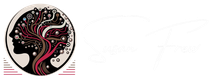 A drawing of a woman 's head and a tree in a circle.