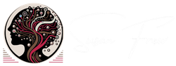 A drawing of a woman 's head and a tree in a circle.