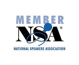 A logo for the member nsa national speakers association