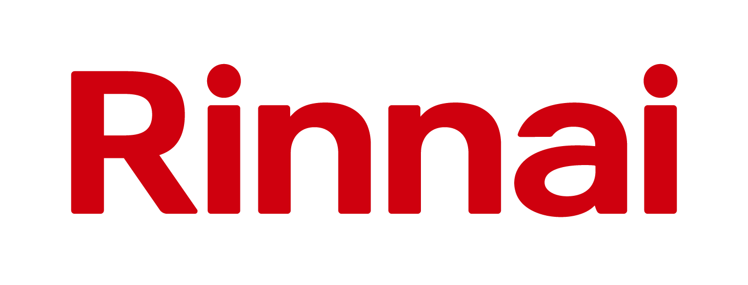 The word rinnai is written in red on a white background.