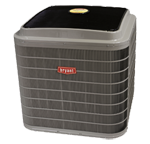 A picture of a bryant air conditioner on a white background.