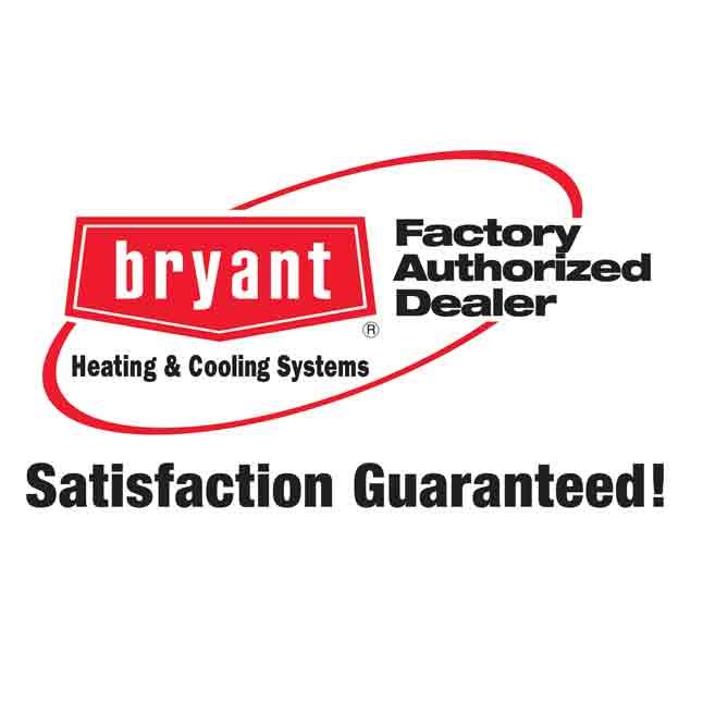 The bryant factory authorized dealer logo says satisfaction guaranteed