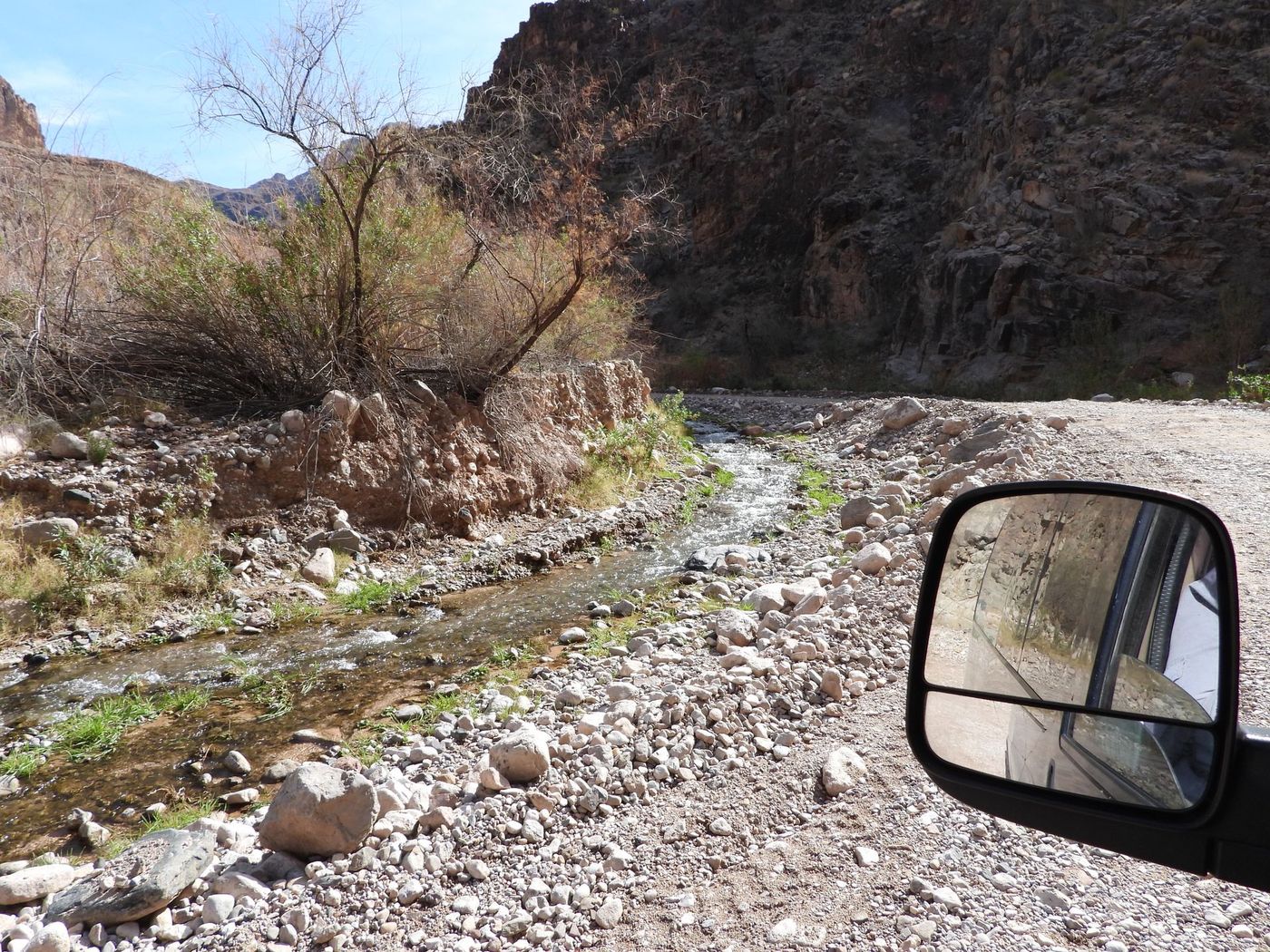 Stream and road to grand canyon bottom peach springs.