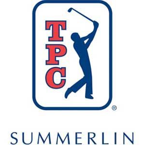 A logo for tpc summerlin with a golfer swinging a golf club