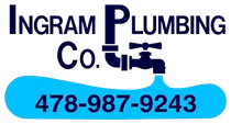 A logo for Ingram Plumbing Co. with a faucet and a phone number