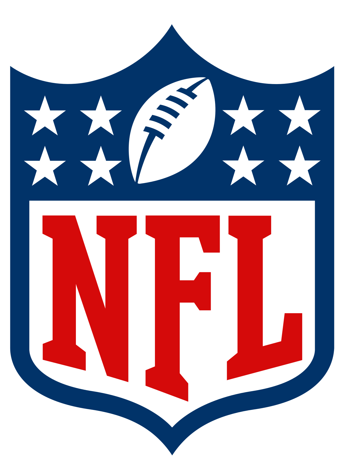 The logo for the nfl is a shield with a football on it.